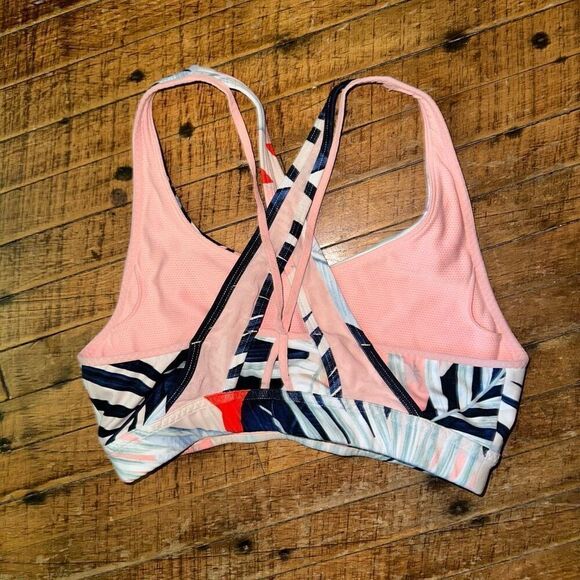 Athleta pink tropical strappy athletic sports XS bra - Picture 2 of 3